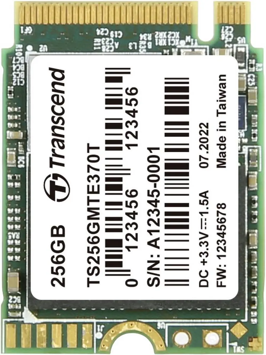Transcend MTE370T 256 GB NVMe/PCIe M.2 SSD 2230 harde schijf PCIe NVMe 3.0 x4 In