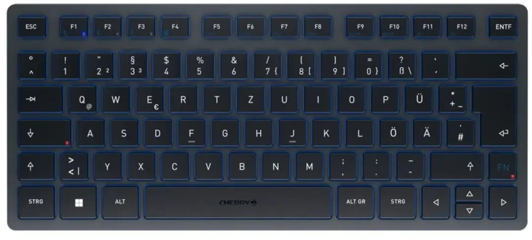 CHERRY KW 7100 MINI BT toetsenbord Universeel Bluetooth QWERTZ Zwitsers Blauw
