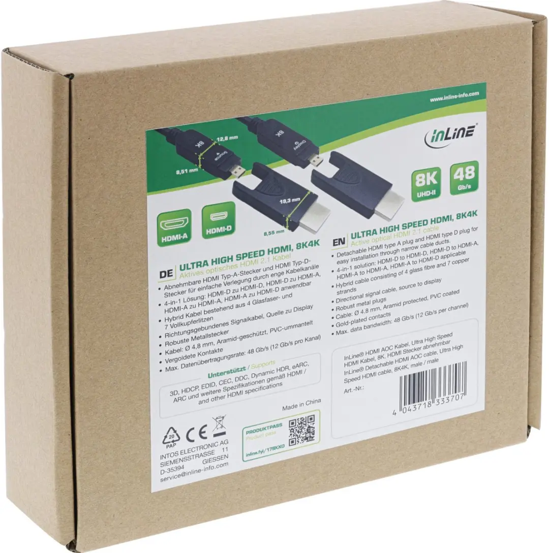 InLine 17910O HDMI 2.1 Kabel 10m - Zwart - afbeelding 2 van 6