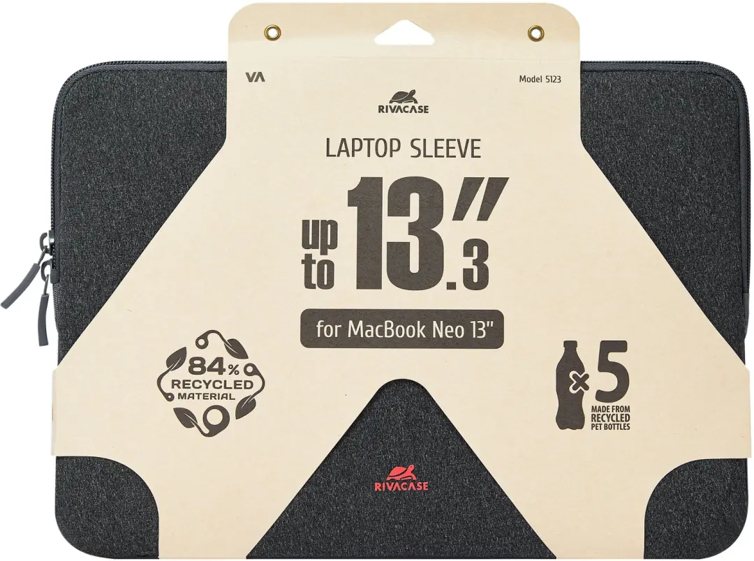 Rivacase 5123 Antishock - Laptop Hoes voor MacBook 13 en iPad Pro 12.9 - Beschermhoes - Rits - Grijs - afbeelding 3 van 6