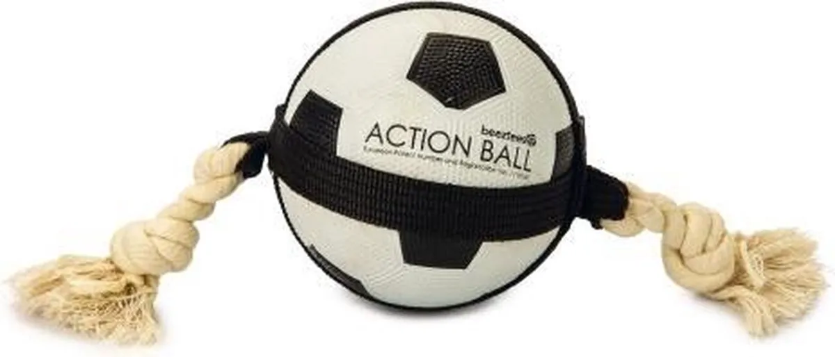 Beeztees BZ Action Voetbal met Touw 12,5 - Wit/Zwart