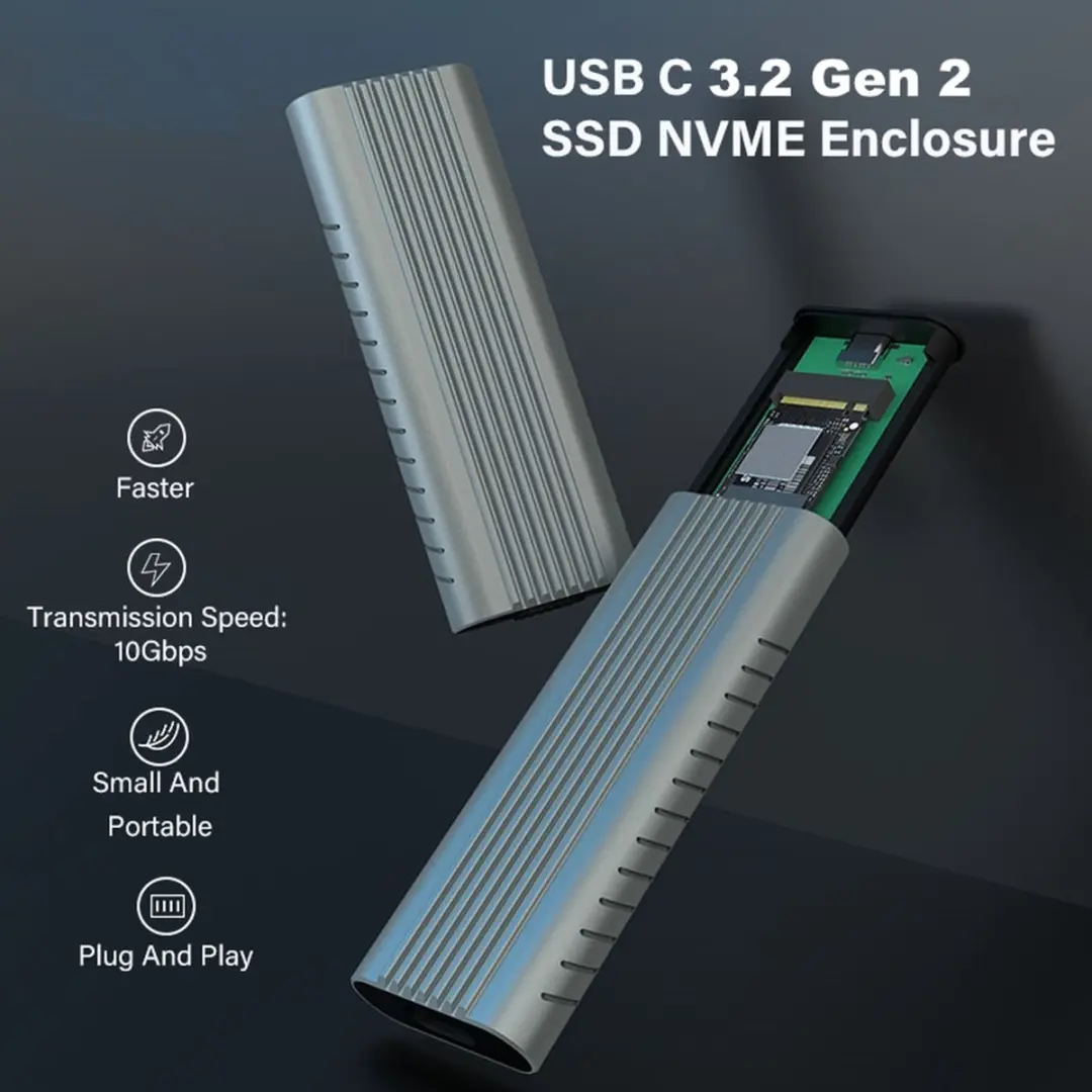 Ewent EW7025 M.2 SSD Behuizing - Grijs - afbeelding 2 van 6