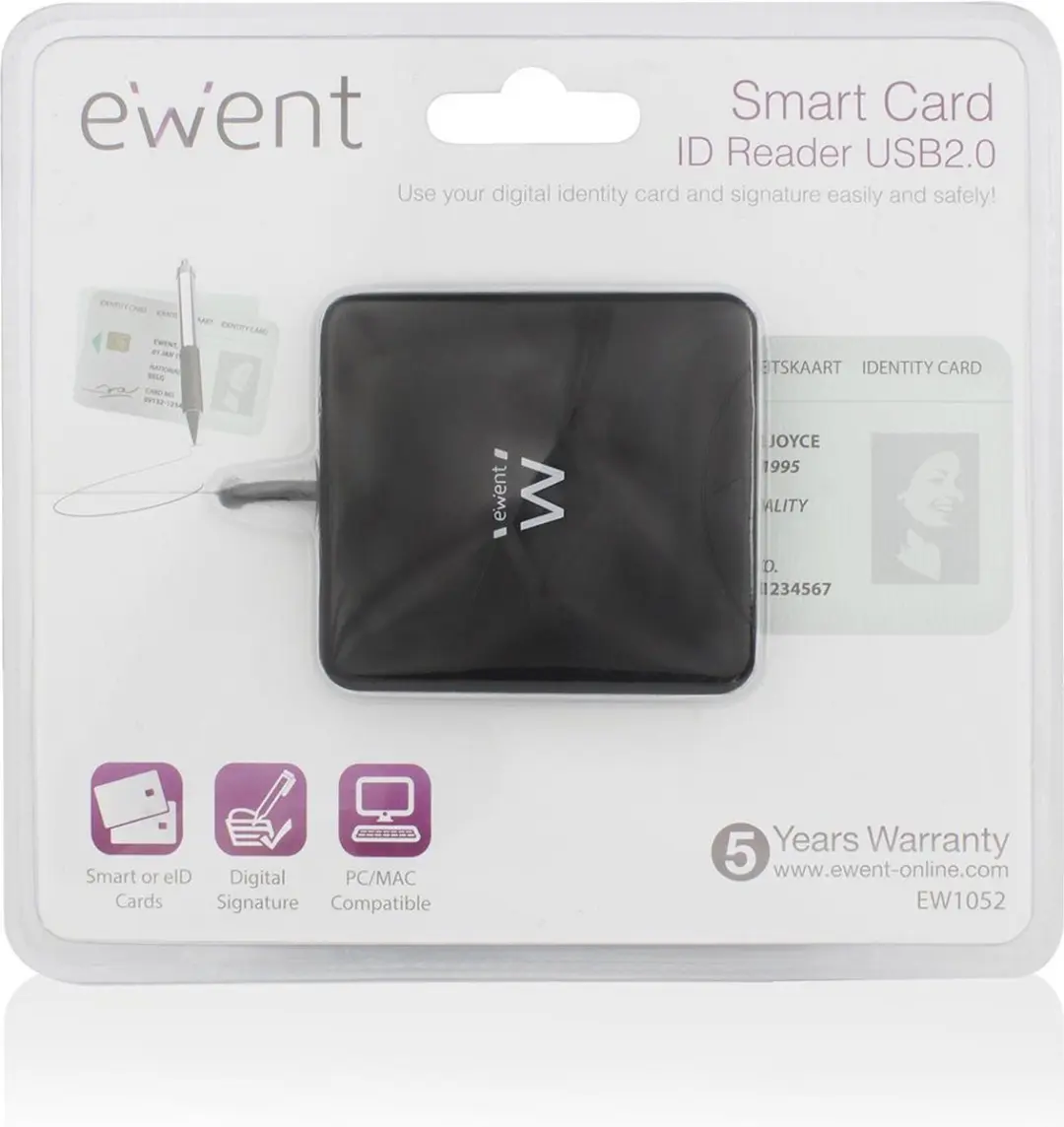 Ewent EW1052 DNI/SIP Card Reader USB 2.0 - Zwart - afbeelding 5 van 6