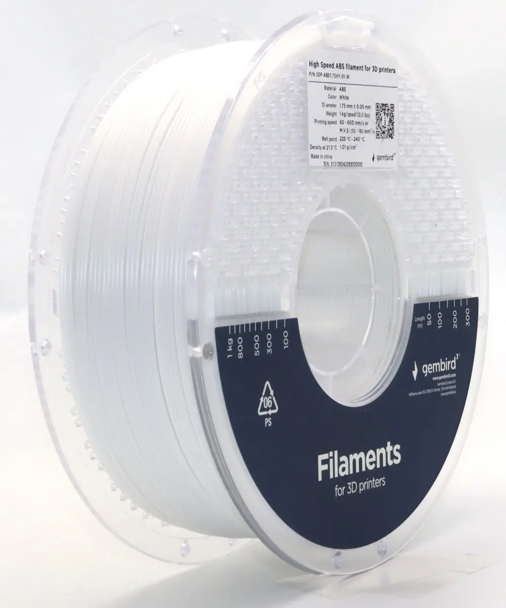Gembird 3DP-ABS1.75HY-01-W ABS Filament - Wit - afbeelding 6 van 6