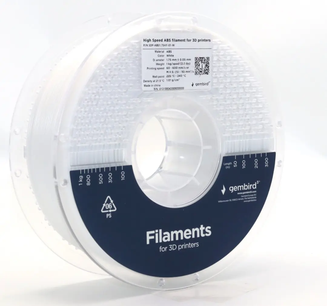 Gembird 3DP-ABS1.75HY-01-W ABS Filament - Wit - afbeelding 5 van 6