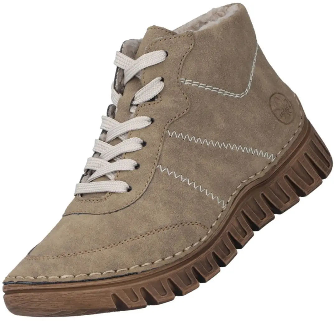 Rieker dames enkellaarsjes, gevoerd, beige 57520-20