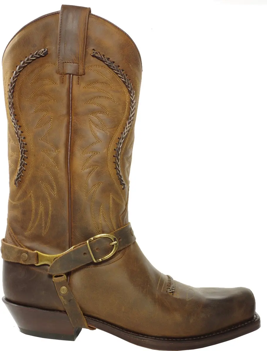 Sendra Boots 3434 Sam Bruin Dames Heren Biker Western Boots Unisex Vierkante Neu