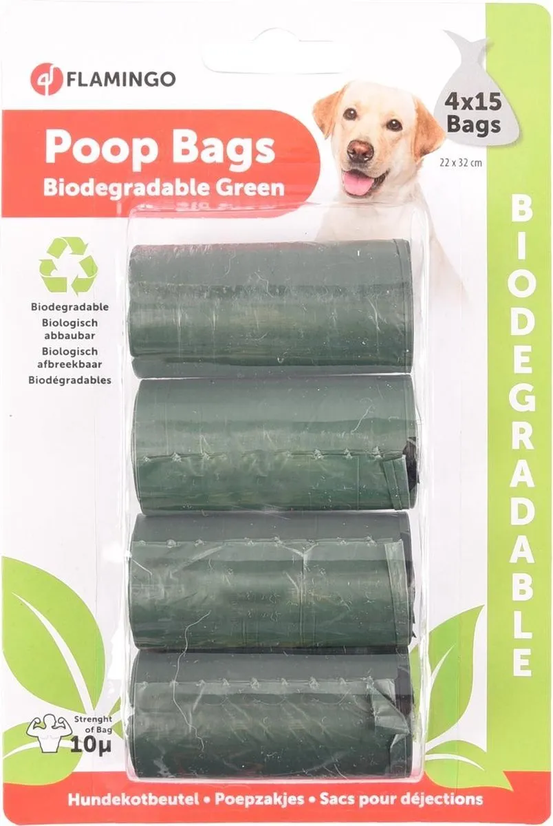 Flamingo Hondenpoepzakjes Bio Groen - 60 Stuks