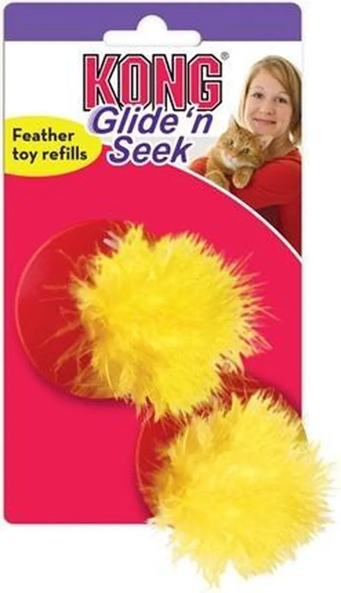 KONG Cat Feather Toy - Geel