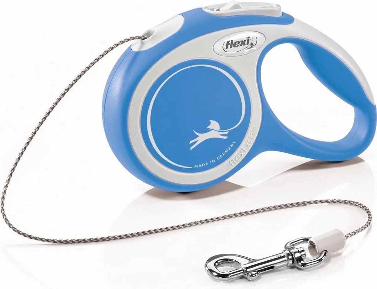 Flexi Rollijn New Comfort Koord Xs 3 m - Hondenriem - Blauw&Lichtgrijs