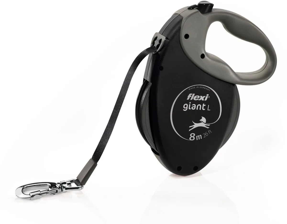 Flexi Rollijn Giant Plus Tape L - 8m - Zwart/Zilver