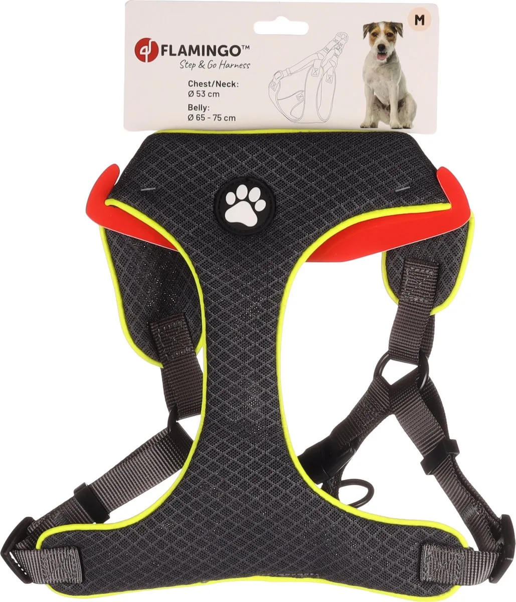 Flamingo Step&Go Tasha Hondenharnas Anti-Trek - Maat M - Grijs