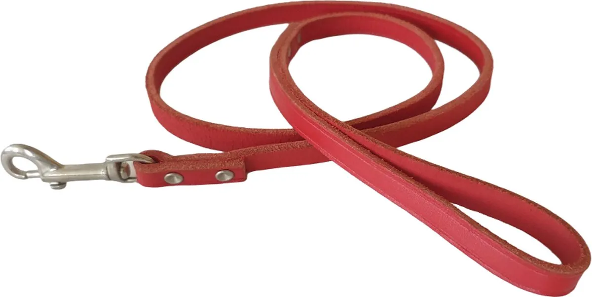 Flamingo Karlie Rondo Lederen Hondenriem 100cm - Rood - afbeelding 6 van 6