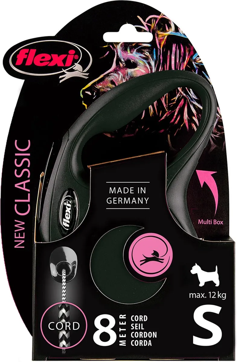 Flexi New Classic Koord Hondenriem - Zwart - S - 5m