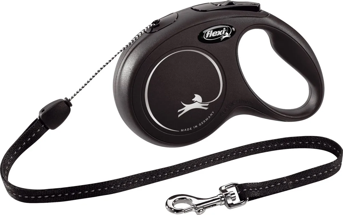 Flexi New Classic Koord Hondenriem - Zwart S - 8m