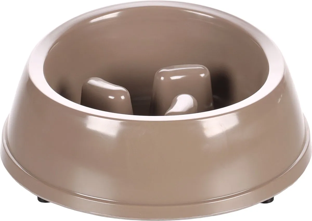 Flamingo Mangi Slow Feeder Voerbak - 500ml - Ø18,5cm - Taupe