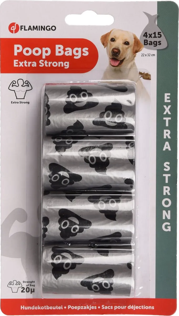 Flamingo Forta Hondenpoepzakjes Grijs - 60 Stuks
