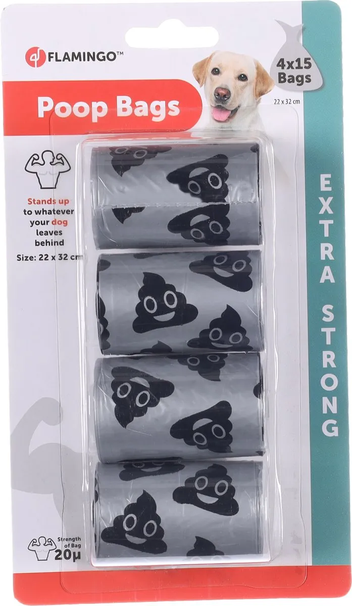 Flamingo Forta Hondenpoepzakjes Grijs - 60 Stuks