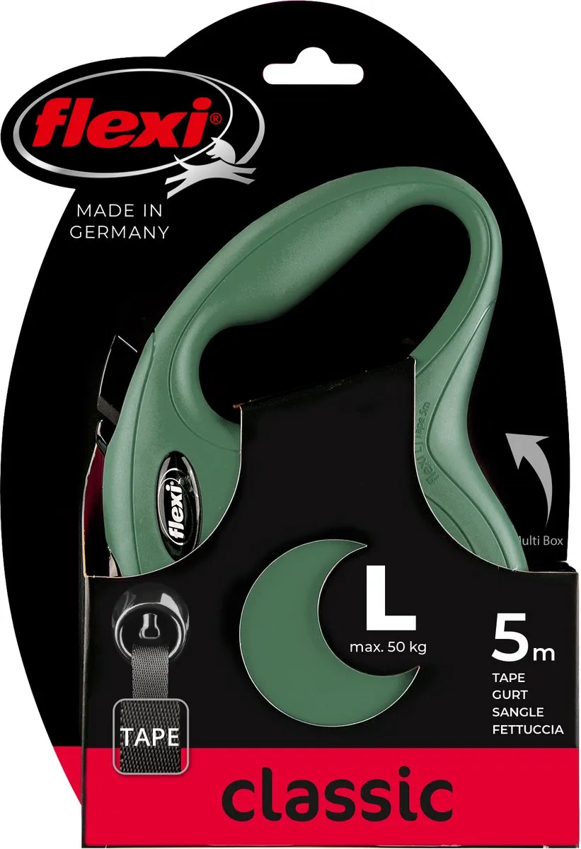Flexi rollijn classic tape olijfgroen - L TOT 50kg - groen - green - flexi lijn