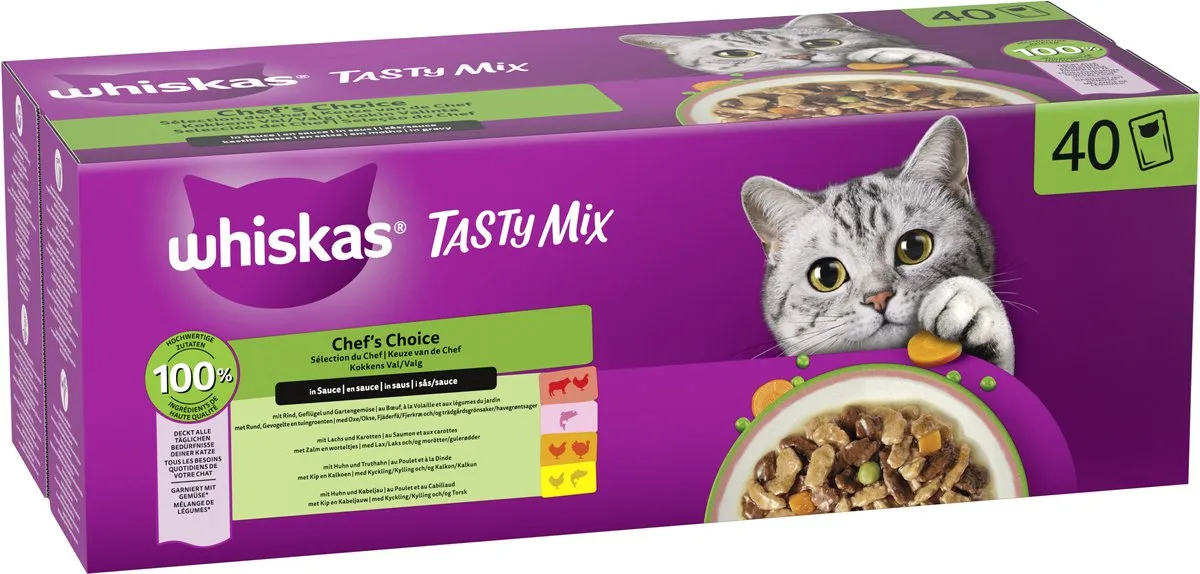 Whiskas Adult Tasty Mix Keuze Chef in Saus Kattenvoer - 40x85g - afbeelding 6 van 6