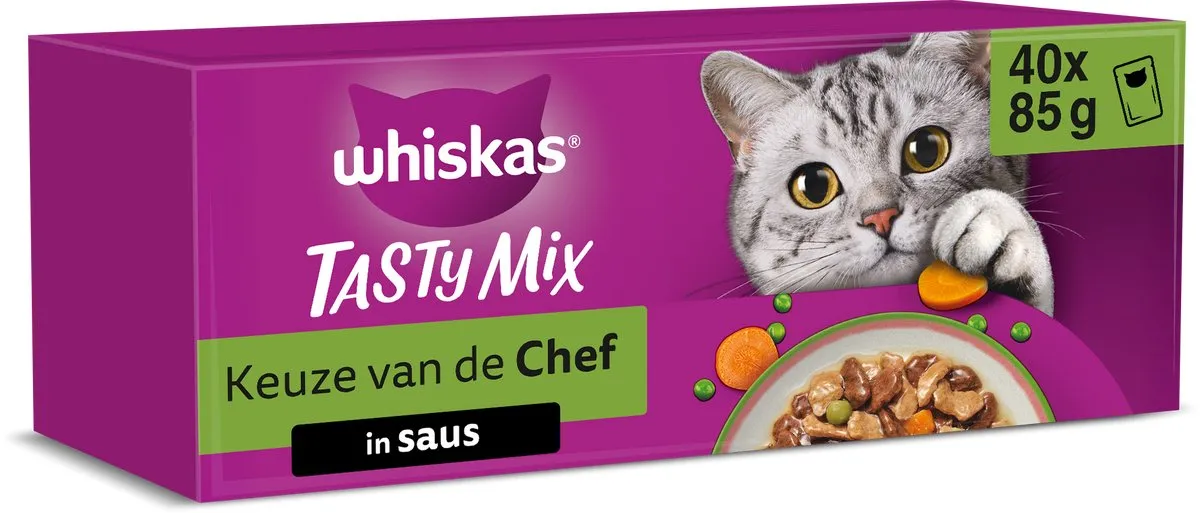 Whiskas Adult Tasty Mix Keuze Chef in Saus Kattenvoer - 40x85g