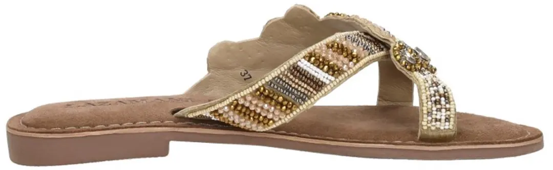 Lazamani - Perla Dames Slippers Leer Beige - Maat 36 - afbeelding 2 van 6