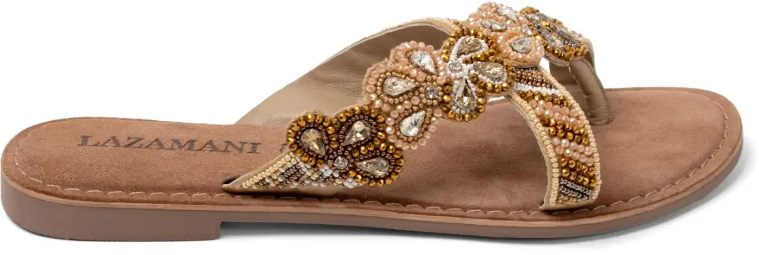 Lazamani - Perla Dames Slippers Leer Beige - Maat 36 - afbeelding 6 van 6