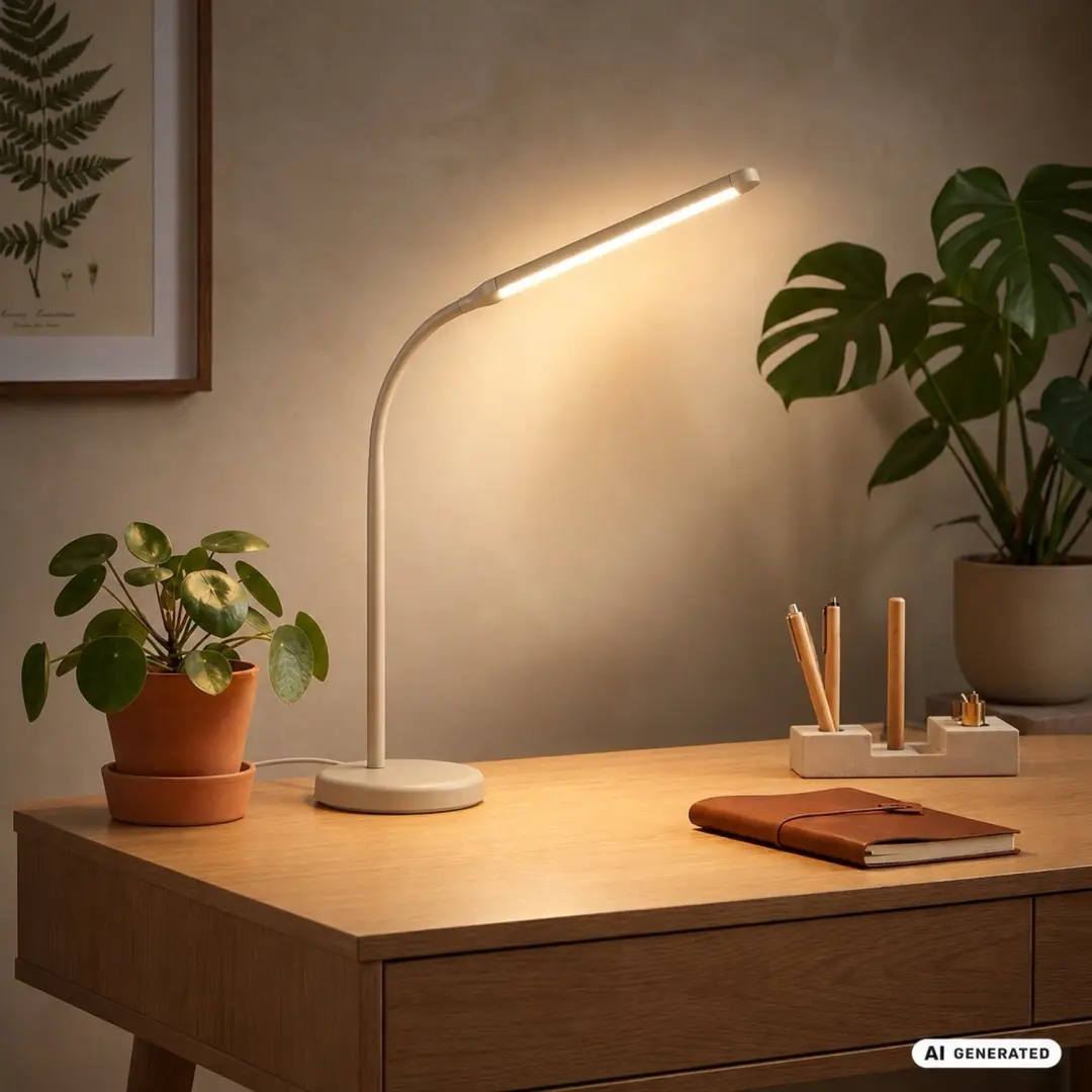 BRILONER Mura – LED Bureaulamp – tafellamp met touchbediening – dimbaar – warm wit licht – geheugenfunctie – beige – 36.6x13x45.4 cm