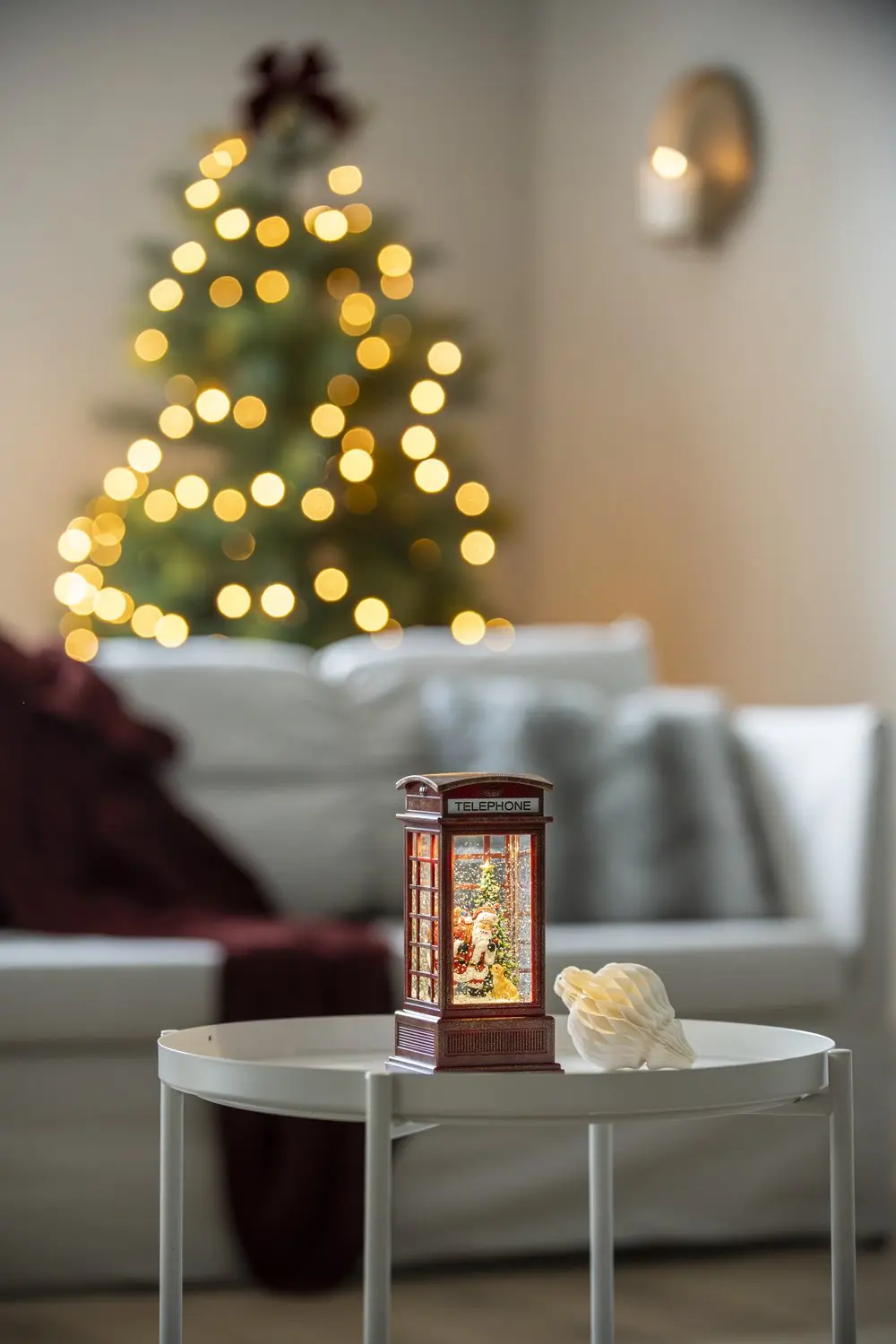 Konstsmide Sneeuwlantaarn Telefooncel LED - Rood - afbeelding 2 van 5