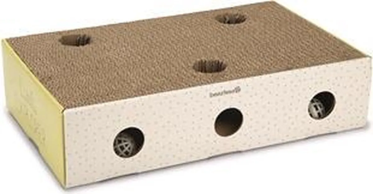 Beeztees Kitten Krabplank Box Riva - Geel/Wit