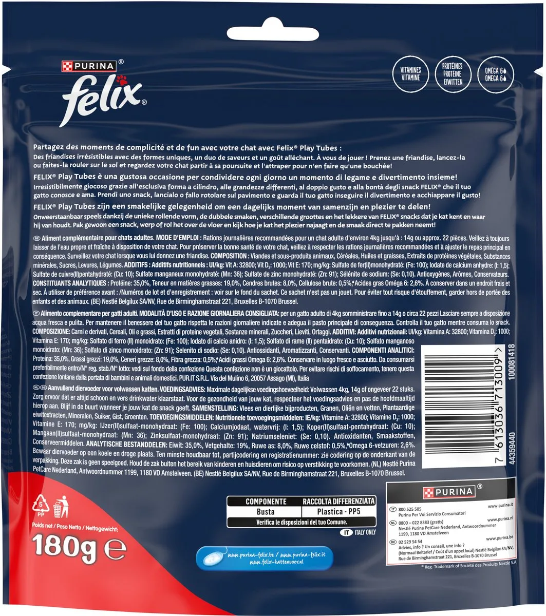 Felix Play Tubes Kalkoen & Ham - 180g