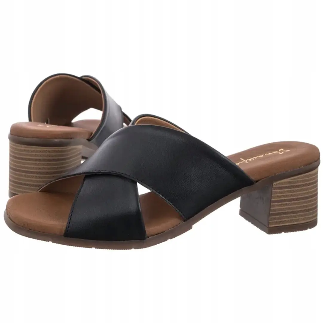 Maciejka Dames Leren Slippers Zwart E7390-01/00-1