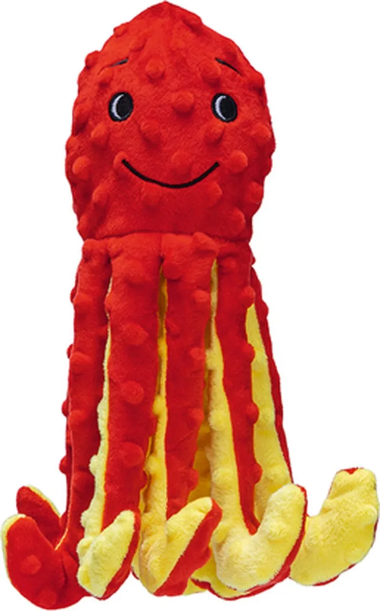Beeztees Octopus Amy - Hondenspeelgoed - Pluche - Rood - 25x8,5x7,5 cm