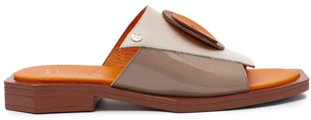 Maciejka Dames Klompjes Leer Beige/Oranje