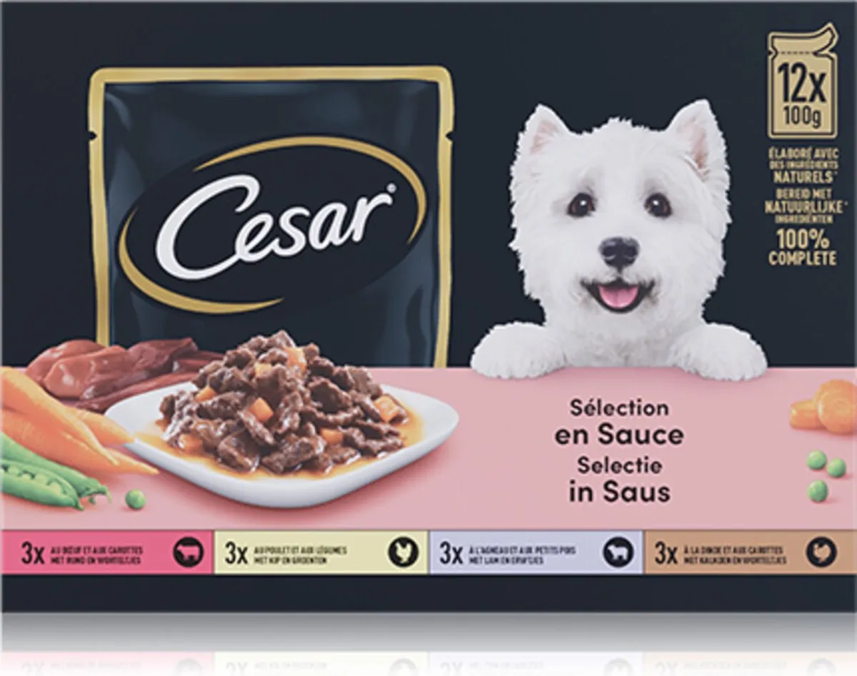 César Maaltijdzakjes Selection In Saus - 12x100g