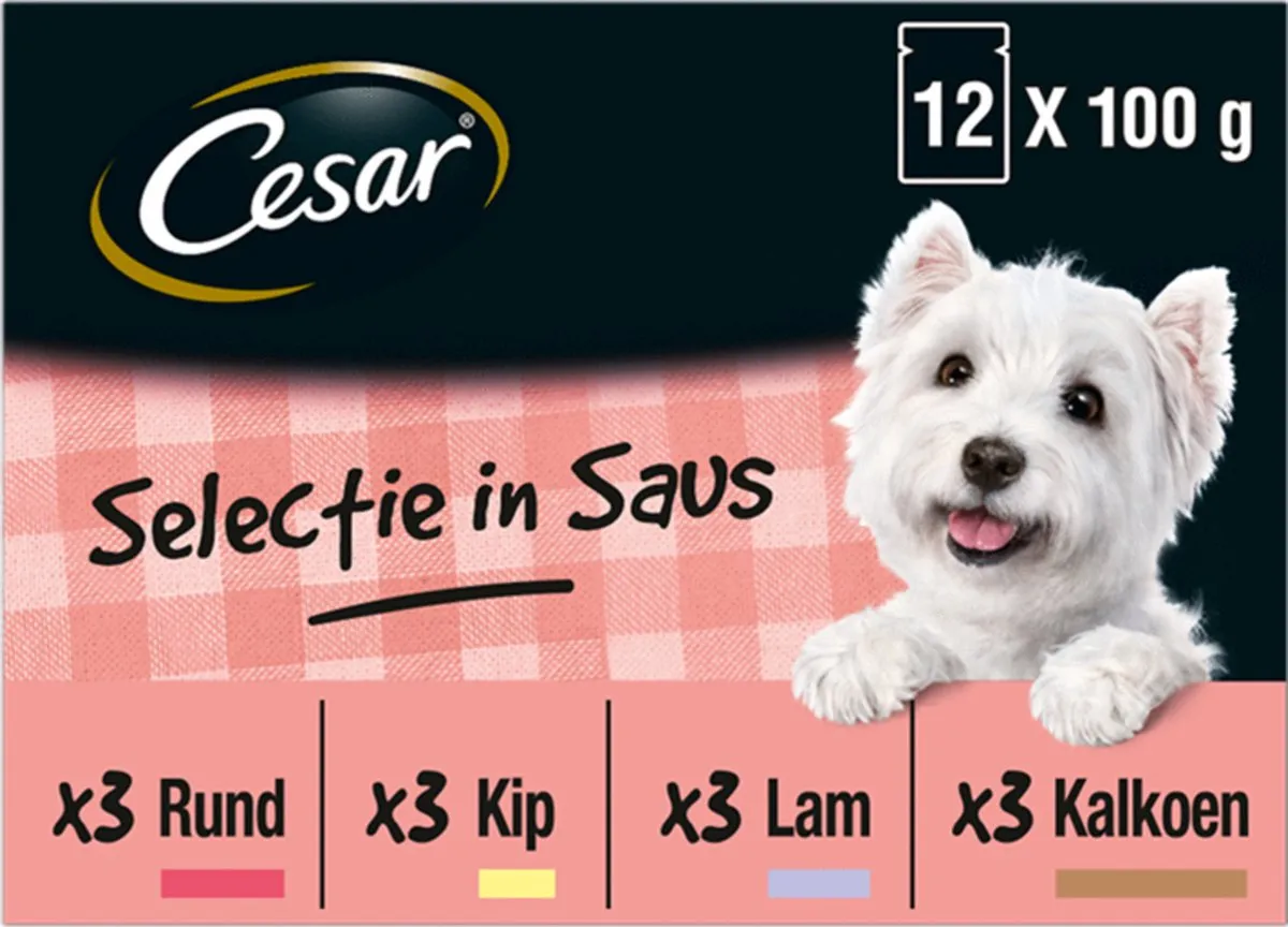 César Maaltijdzakjes Selection In Saus - 12x100g