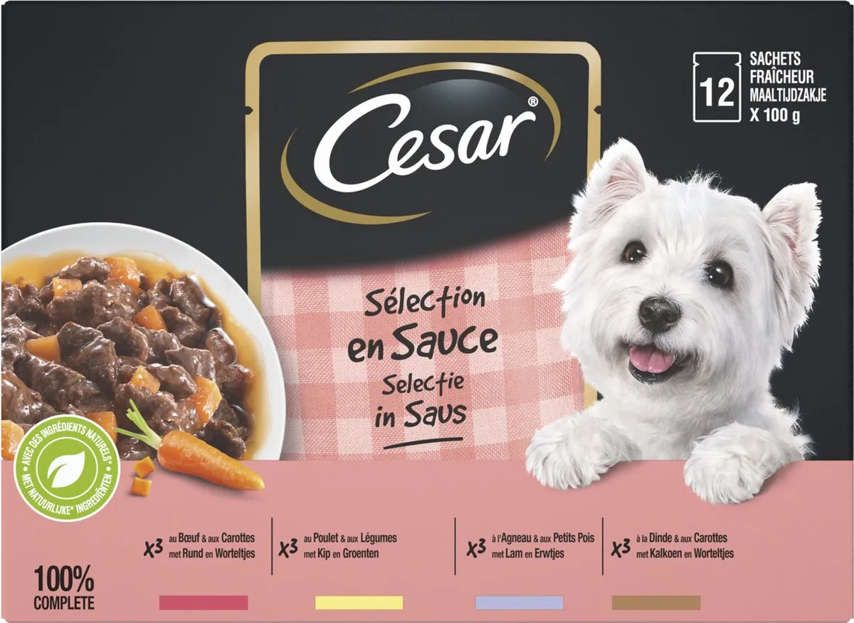 César Maaltijdzakjes Selection In Saus - 12x100g