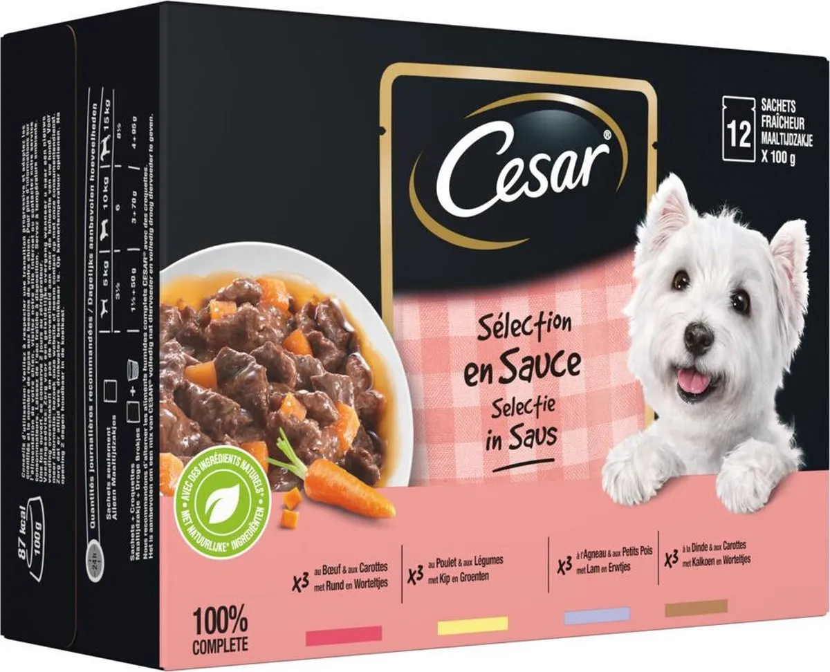 César Maaltijdzakjes Selection In Saus - 12x100g