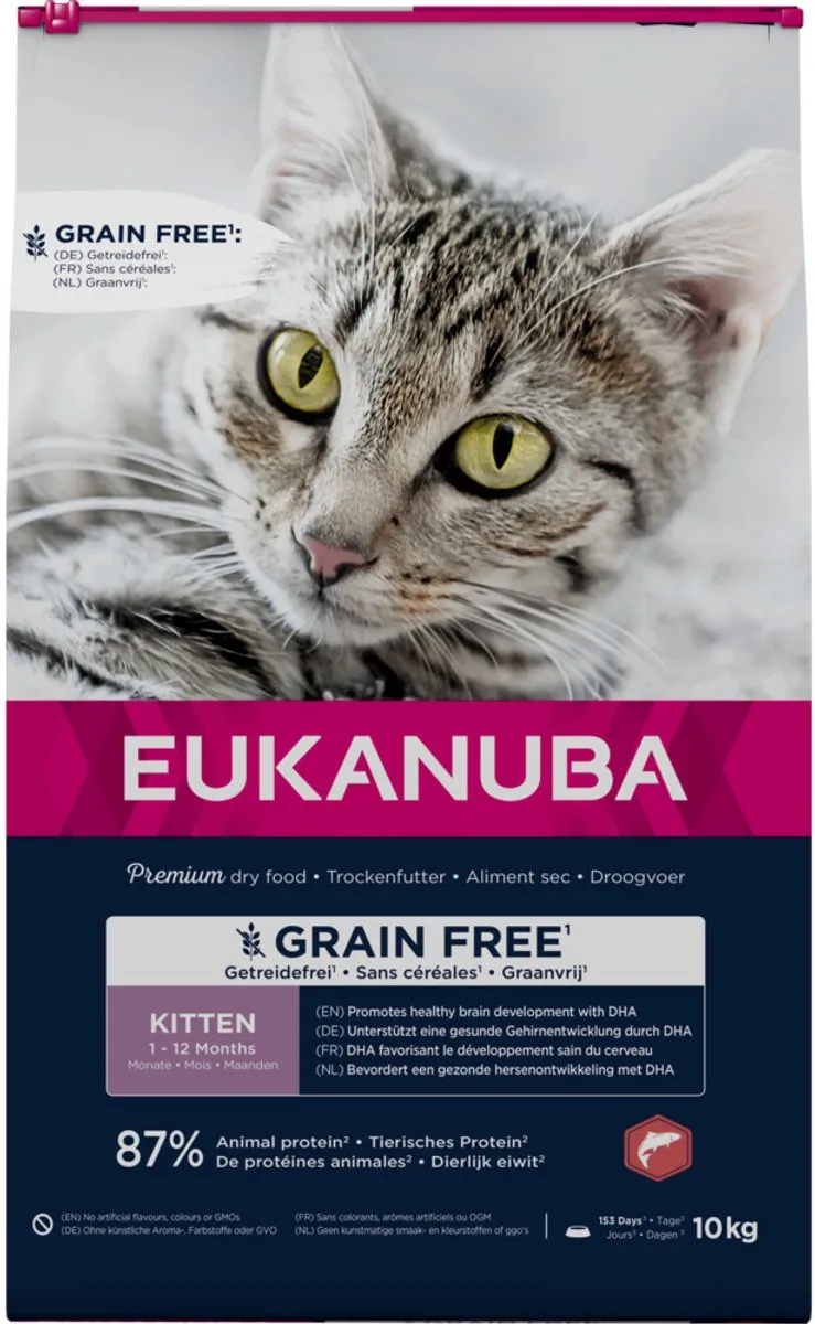Eukanuba Kat Kitten Graanvrij Zalm 10kg