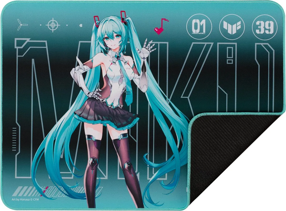 ASUS TUF Gaming P1 Hatsune Miku Edition - Muismat rubber - stof - blauw, zwart