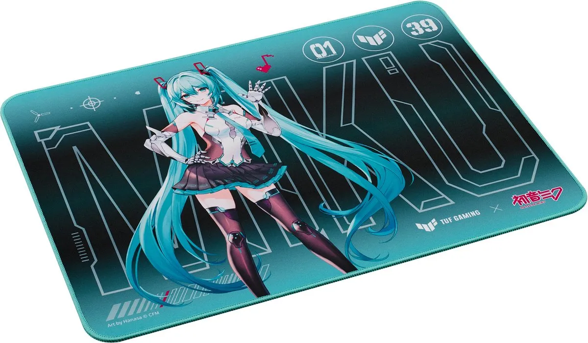 ASUS TUF Gaming P1 Hatsune Miku Edition - Muismat rubber - stof - blauw, zwart