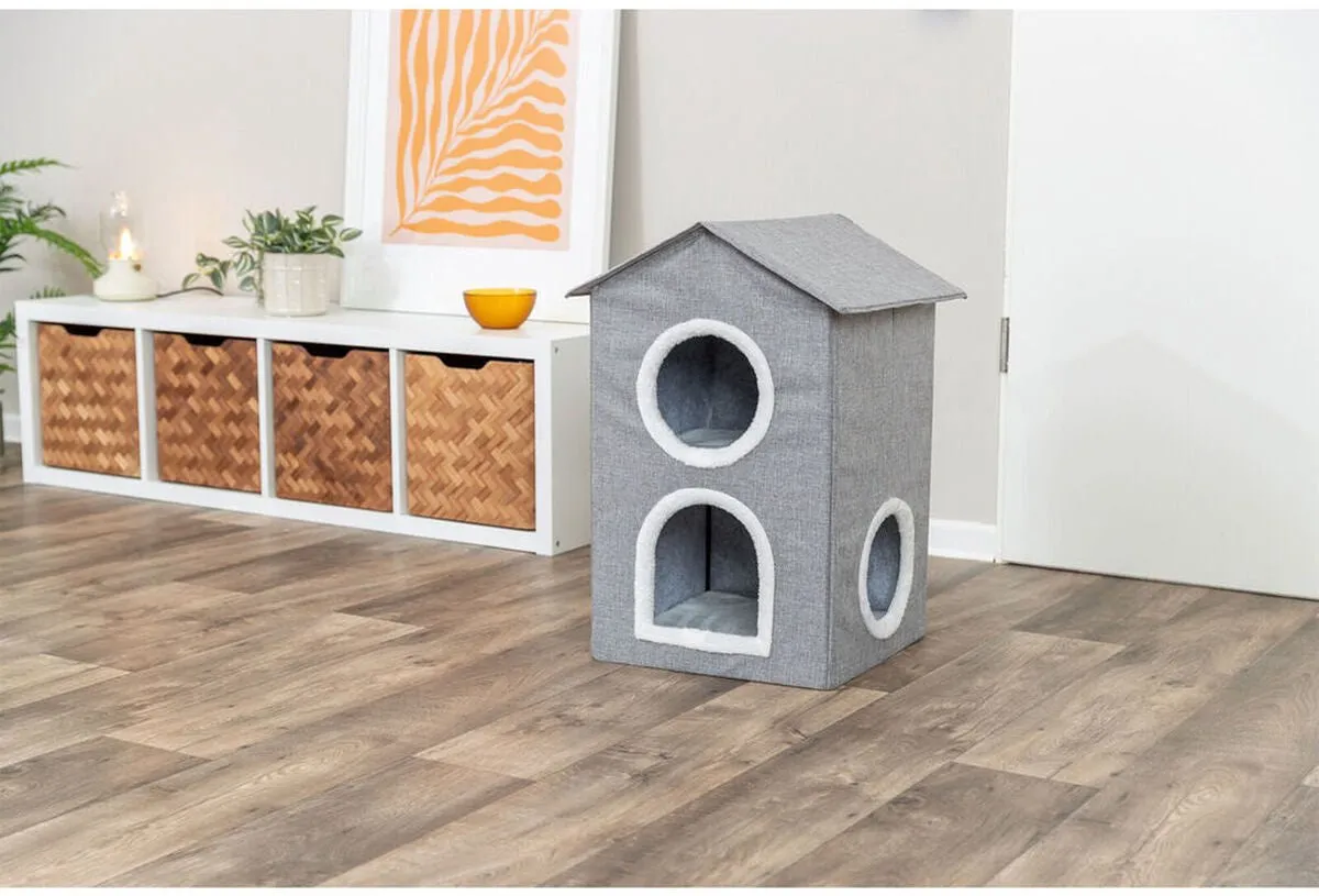 Trixie Nora Kattenhuis Lichtgrijs - 2 Verdiepingen - afbeelding 2 van 5