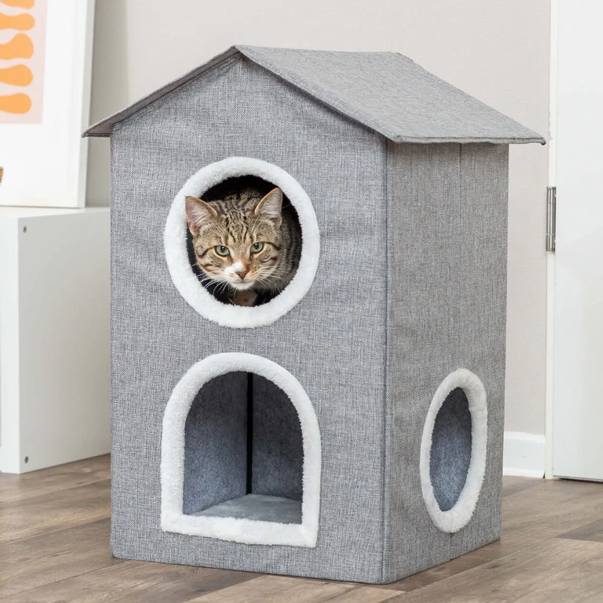 Trixie Nora Kattenhuis Lichtgrijs - 2 Verdiepingen - afbeelding 4 van 5