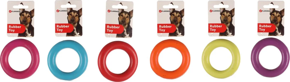 Flamingo Rubber Ring Hondenspeelgoed - Multi - 9 cm - afbeelding 3 van 5