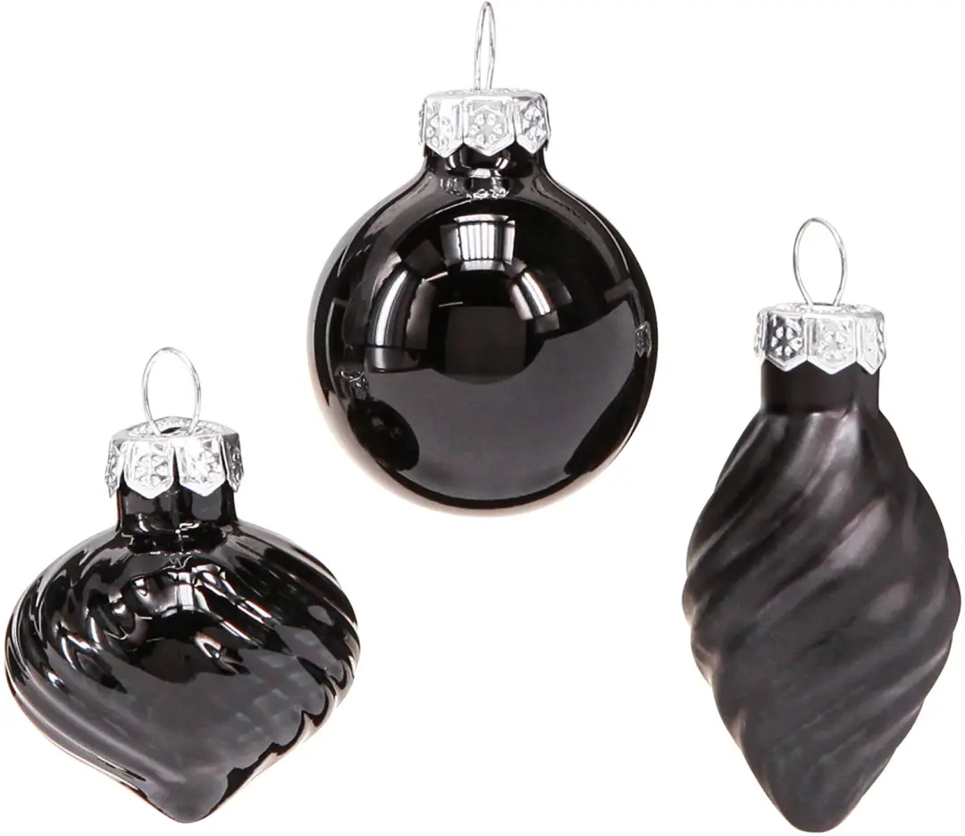 Kerstbal glas d3 cm zwart 9st I