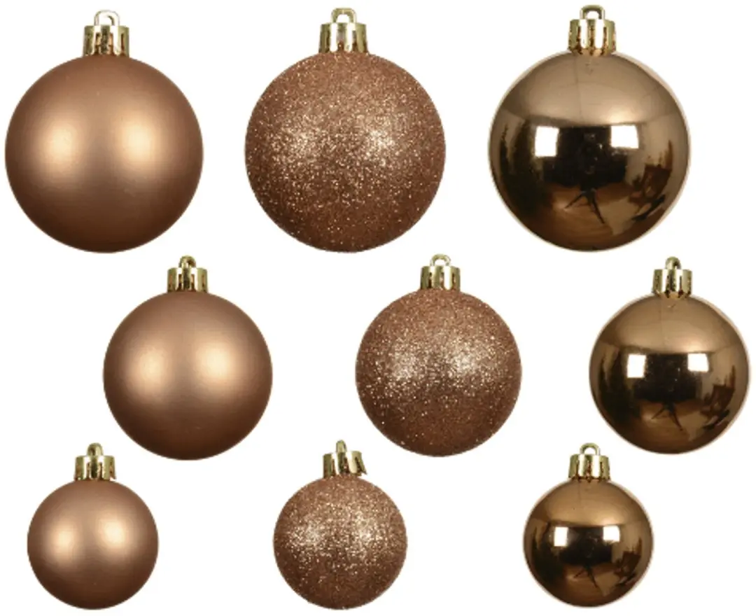 Decoris Kerstballenmix Plastic 6cm - Brandy - 30 stuks - afbeelding 3 van 5