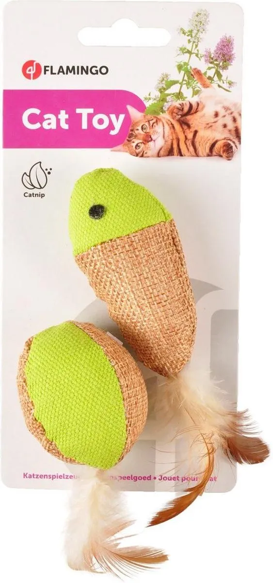 Flamingo Juty Bal en Vis Kattenspeelgoed - 2 Stuks