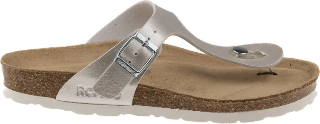 Rohde 5600 Leren Dames Teenslippers - Wit Metallic - afbeelding 2 van 6