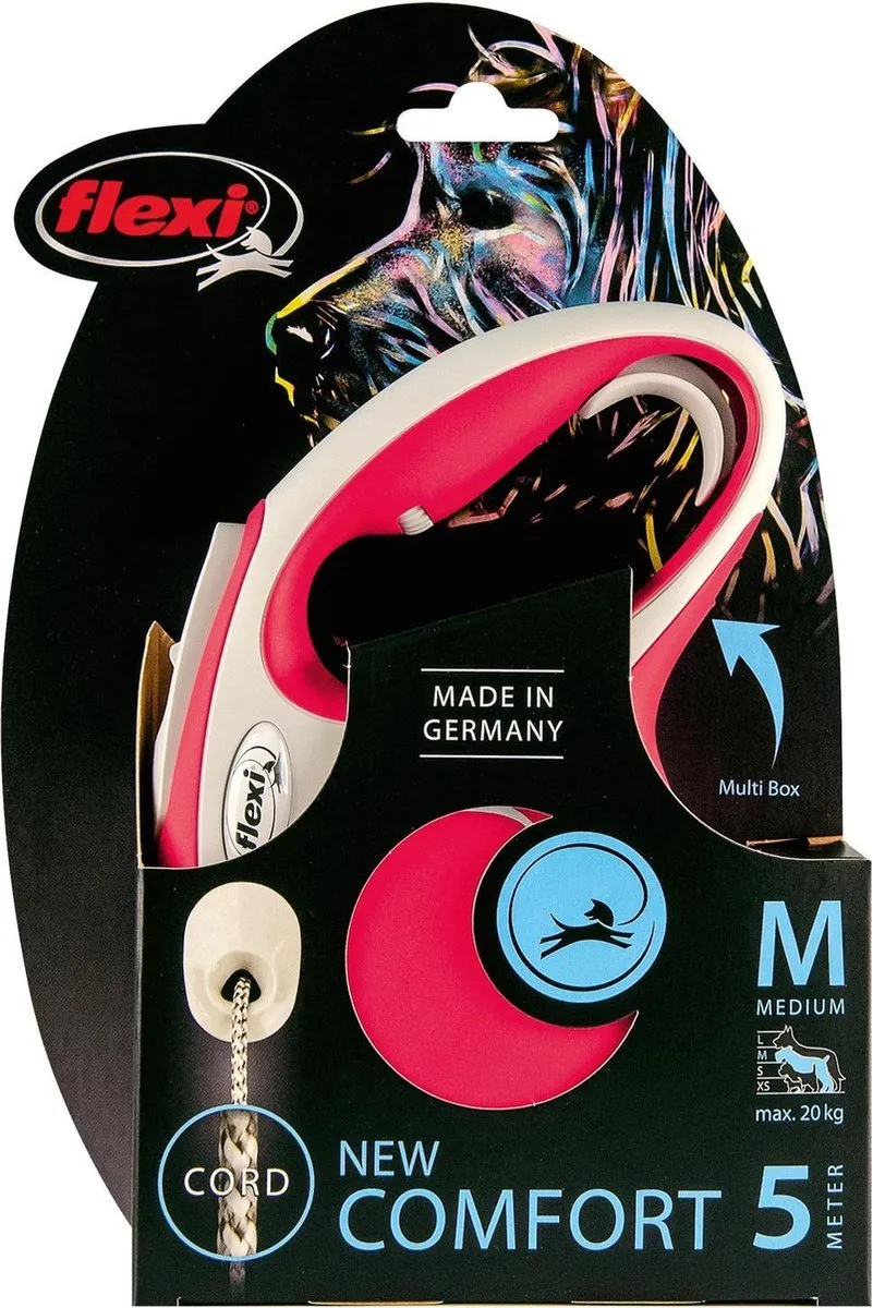 Flexi Rollijn New Comfort Koord M - 5m - Rood & Lichtgrijs