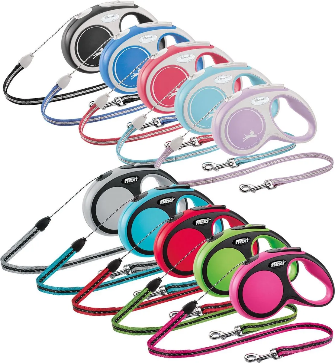 Flexi Rollijn New Comfort Koord M - 5m - Rood & Lichtgrijs